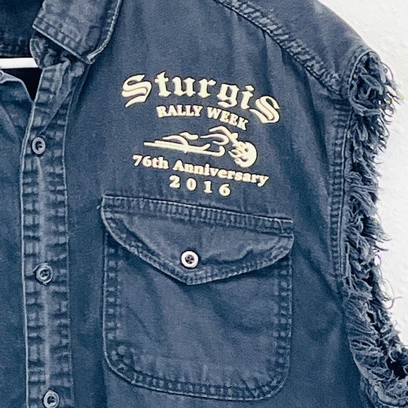 Mens XL Sturgis 2016 Rally Week Black Sleeveless Shirt Hell Bent Glory Bound - Picture 3 of 5